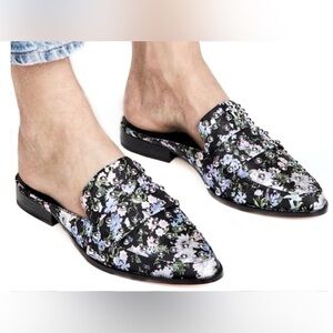 Rebecca Minkoff Milena Black Floral Mule Size 7 Business Casual Office